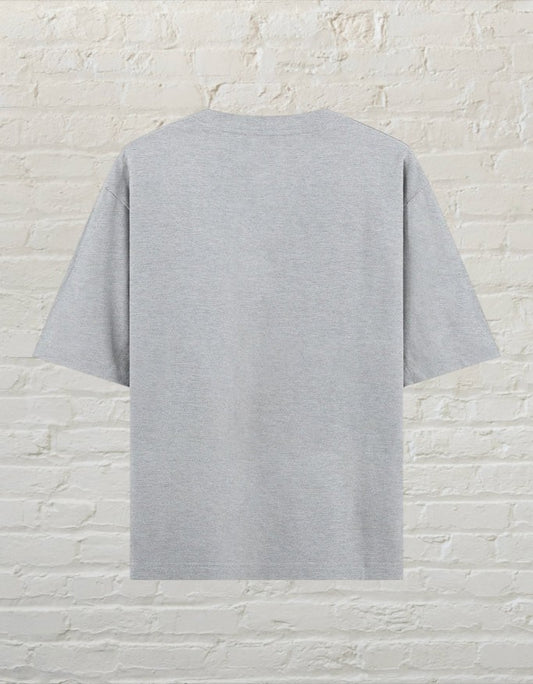 CoreTeez unisex oversized grey melange cotton t-shirt, back view