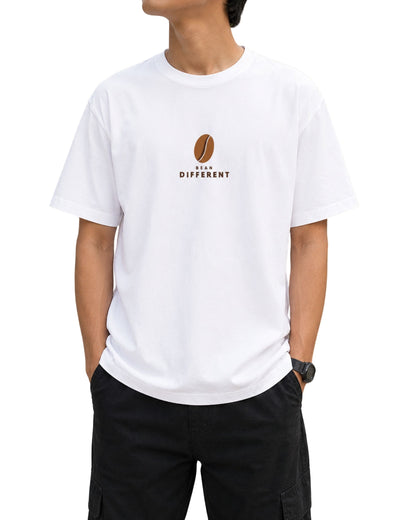 Bean Different coffee bean graphic printed on a unisex cotton T-shirt by Coreteez, designed for coffee lovers White