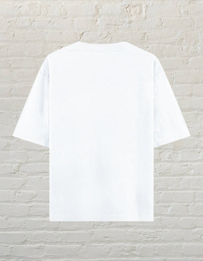 CoreTeez white unisex oversized cotton t-shirt, back view