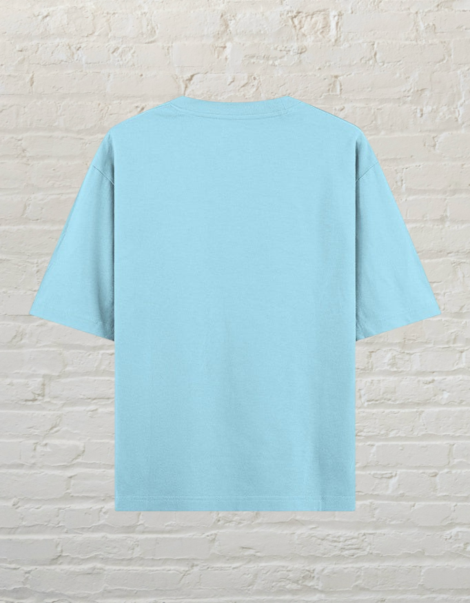 CoreTeez baby blue oversized cotton t-shirt, back view.