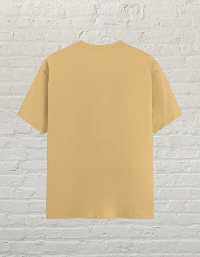 CoreTeez unisex regular fit cotton t-shirt in plain beige, shown from the back.