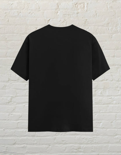 CoreTeez unisex black cotton t-shirt with a minimalist design, shown from the back.
