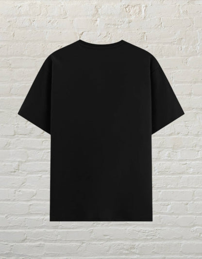 CoreTeez unisex black poly-cotton minimalist graphic t-shirt, back view