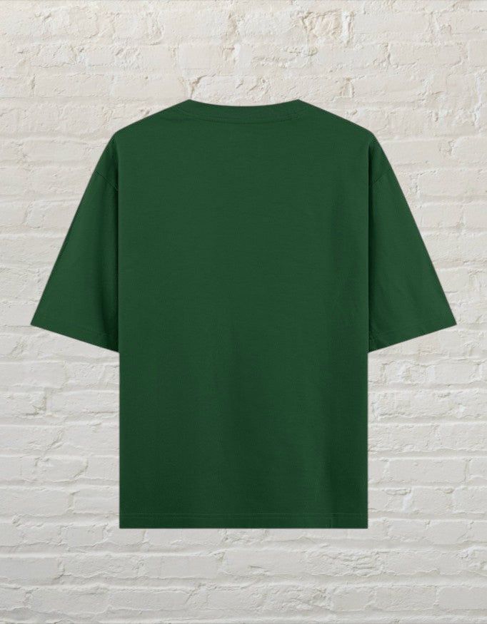 CoreTeez unisex oversized bottle green cotton t-shirt, back view 