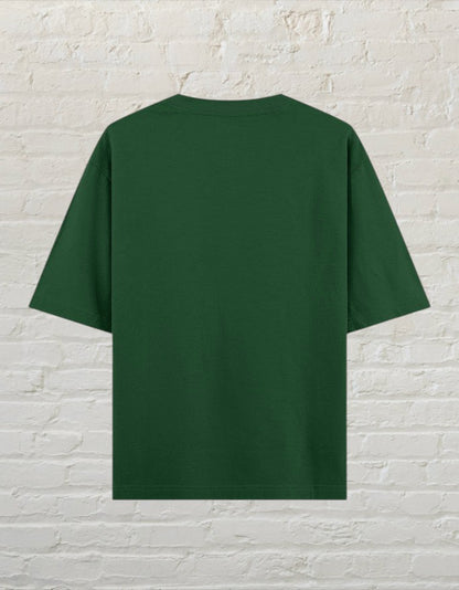 CoreTeez unisex oversized bottle green cotton t-shirt, back view 