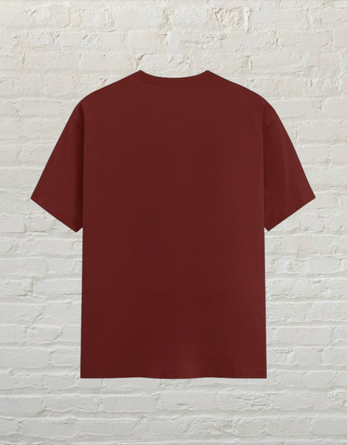 CoreTeez unisex crew neck t-shirt in brick red cotton, back view 