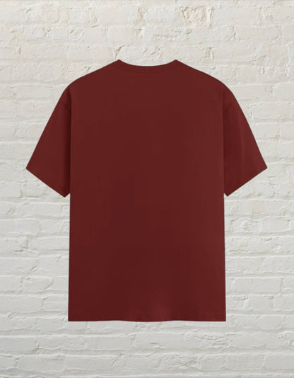 CoreTeez unisex crew neck t-shirt in brick red cotton, back view 