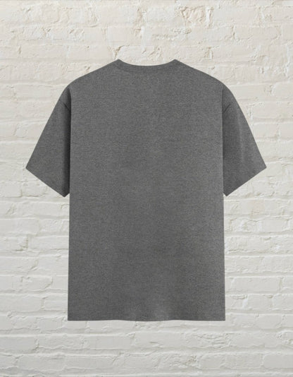CoreTeez unisex charcoal melange cotton t-shirt, back view, featuring a clean minimalist design