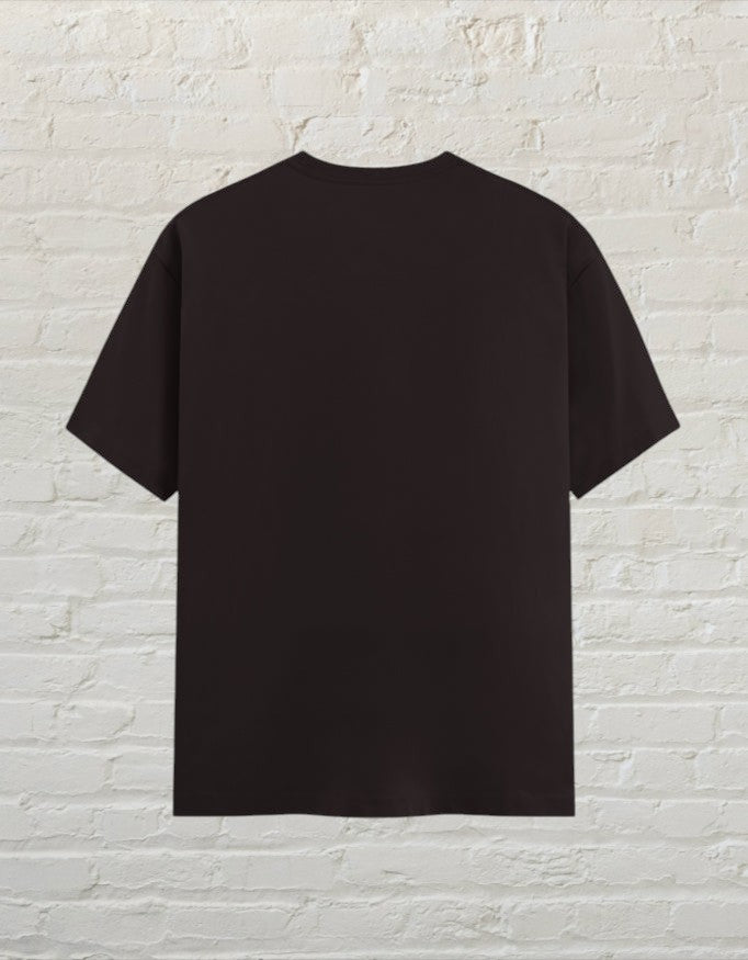 Back view of a plain coffee brown CoreTeez unisex cotton t-shirt