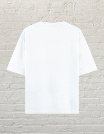 CoreTeez unisex oversized white cotton t-shirt, back view