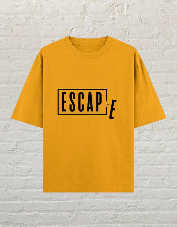CoreTeez golden yellow oversized unisex cotton t-shirt with  Escape graphic print