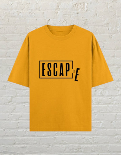 CoreTeez golden yellow oversized unisex cotton t-shirt with  Escape graphic print