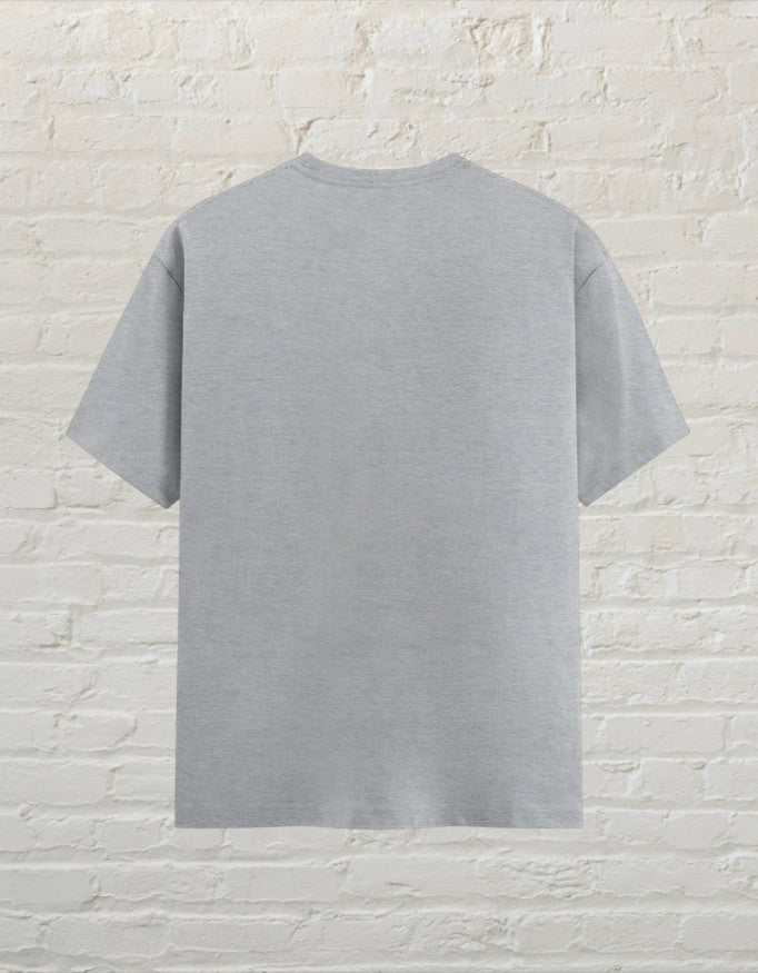 CoreTeez unisex grey melange cotton t-shirt, back view, featuring a plain design.
