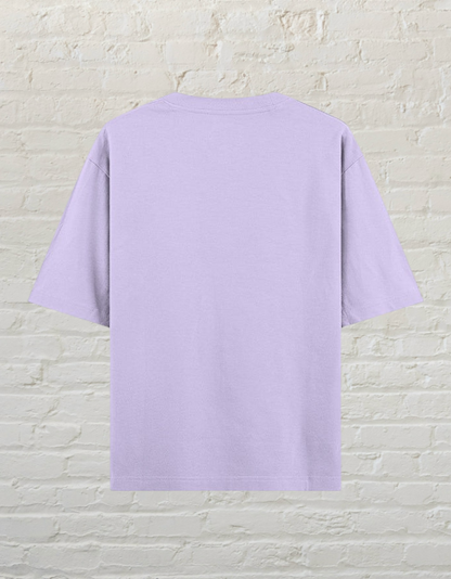 CoreTeez unisex oversized cotton t-shirt in lavender, shown from the back view.