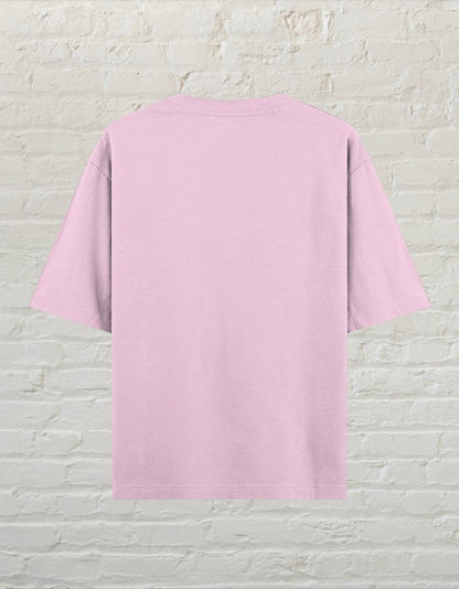 CoreTeez Tokyo Dreamscape unisex oversized cotton t-shirt in light baby pink, back view 