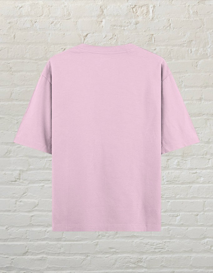 CoreTeez unisex oversized cotton t-shirt in light baby pink, back view.