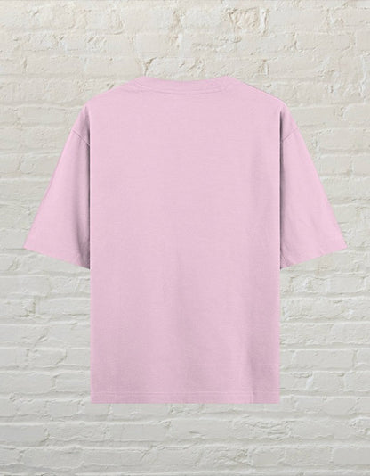 CoreTeez unisex oversized cotton t-shirt in light baby pink, back view.