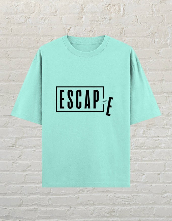 CoreTeez oversized mint cotton unisex t-shirt with Escape minimalist graphic print 