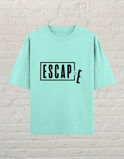 CoreTeez oversized mint cotton unisex t-shirt with Escape minimalist graphic print 