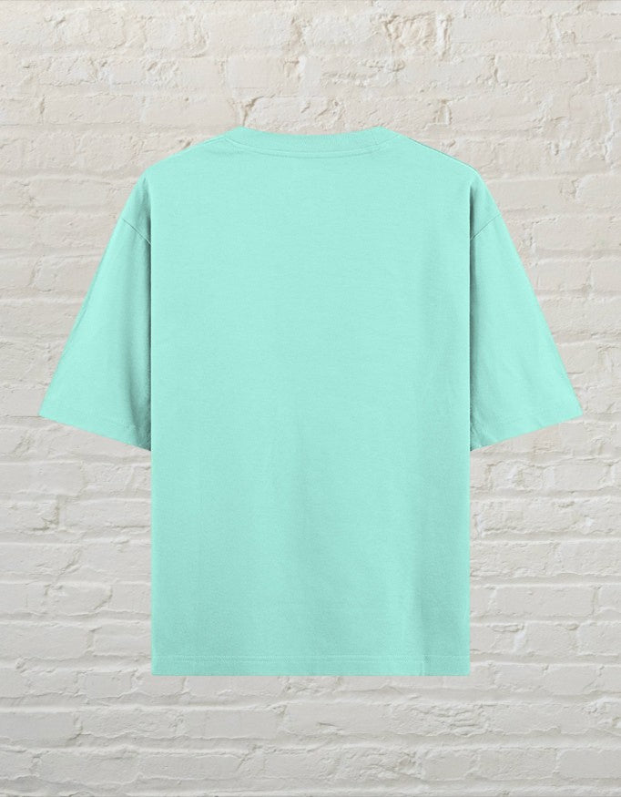 CoreTeez unisex oversized mint cotton t-shirt, back view.