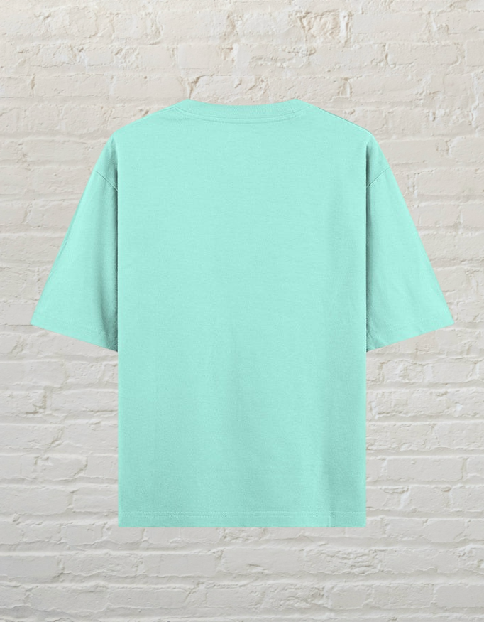 CoreTeez unisex oversized cotton t-shirt in mint, back view 