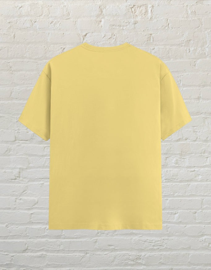 Back view of a plain yellow CoreTeez unisex cotton t-shirt.
