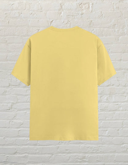 Back view of a plain yellow CoreTeez unisex cotton t-shirt.