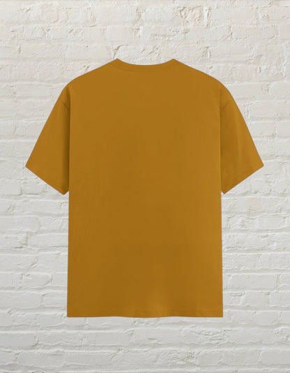 CoreTeez unisex mustard yellow cotton t-shirt, back view, displayed.