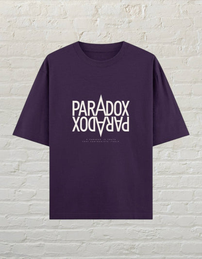 CoreTeez Paradox unisex oversized purple cotton t-shirt with minimalist graphic print