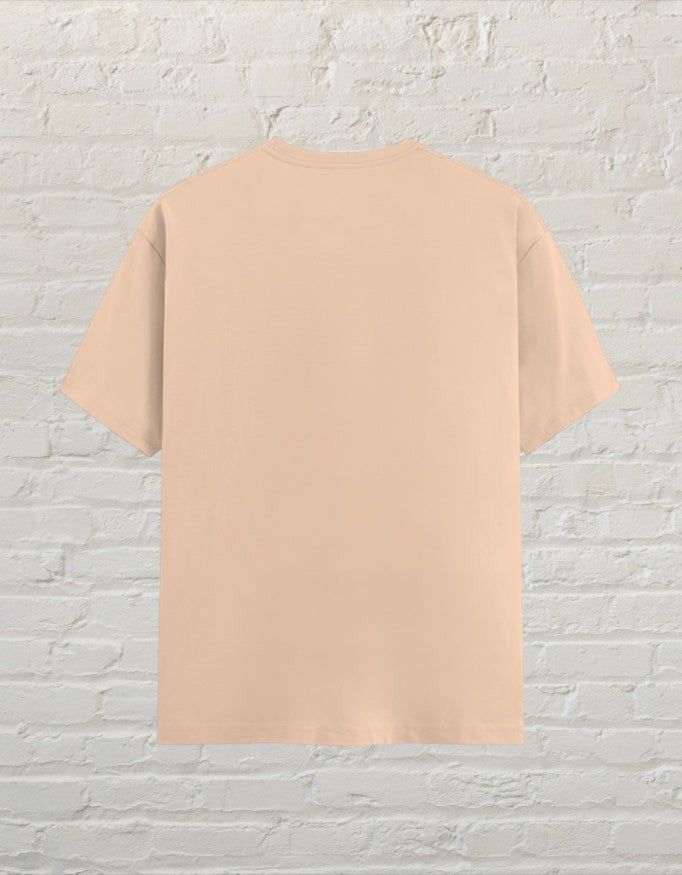 CoreTeez unisex cotton t-shirt in plain peach, back view.