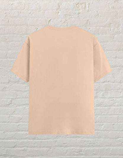 CoreTeez unisex cotton t-shirt in plain peach, back view.