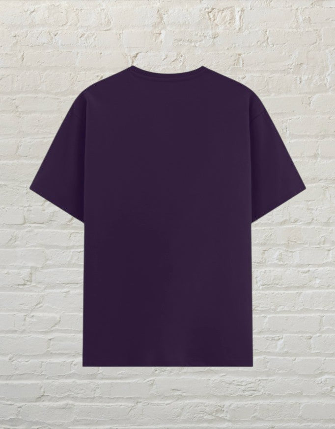 Back view of a plain purple CoreTeez unisex poly-cotton basic t-shirt.