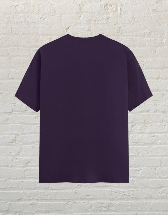 Back view of a plain purple CoreTeez unisex crew neck t-shirt made from premium 100% cotton 