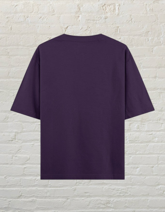 CoreTeez unisex oversized purple cotton t-shirt, back view 