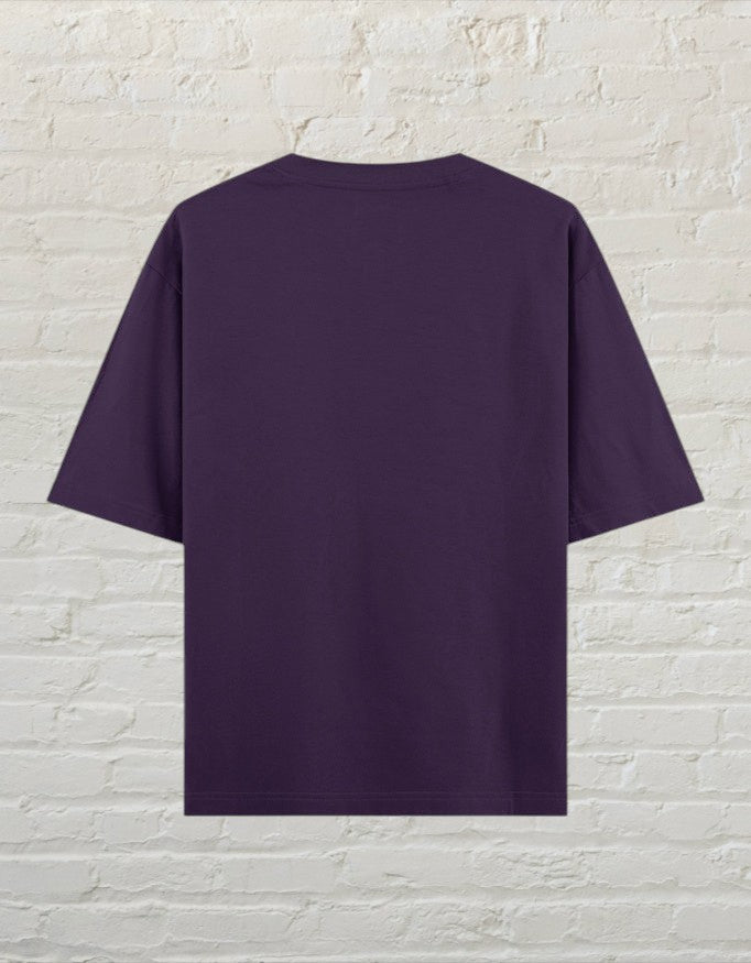CoreTeez unisex oversized t-shirt in purple, back view.