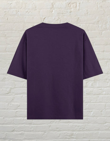 CoreTeez unisex oversized t-shirt in purple, back view.