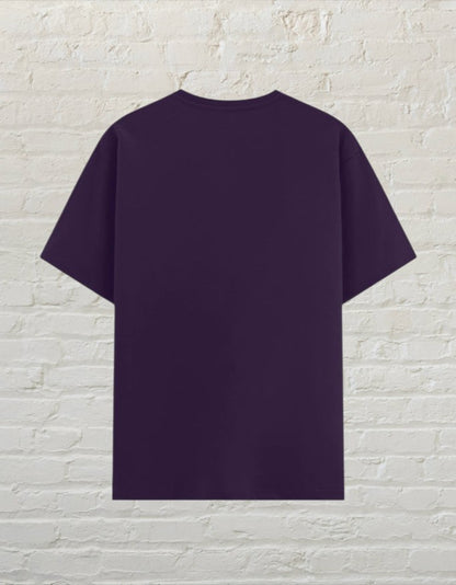 CoreTeez unisex basic t-shirt in purple poly-cotton blend, shown from the back.