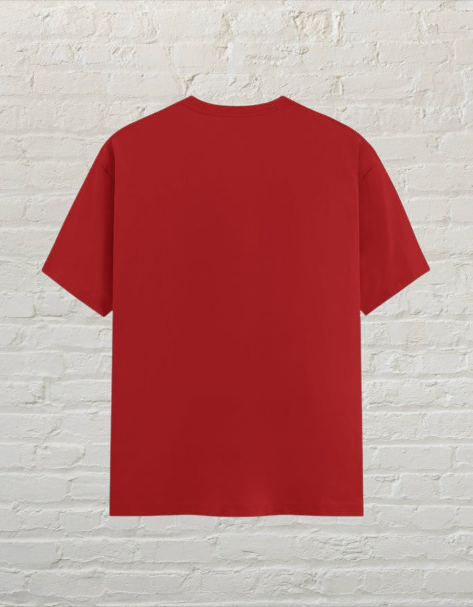 CoreTeez unisex red cotton t-shirt, back view.