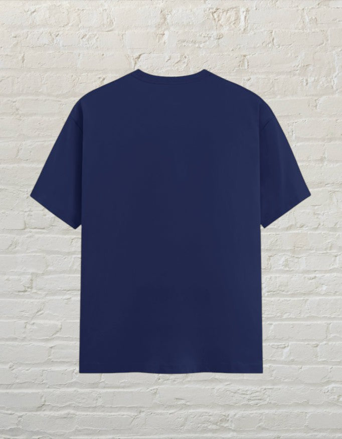 Back view of a CoreTeez royal blue 100% cotton unisex minimalist crew neck t-shirt.