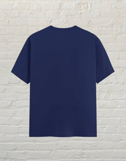 Back view of a CoreTeez royal blue 100% cotton unisex minimalist crew neck t-shirt.
