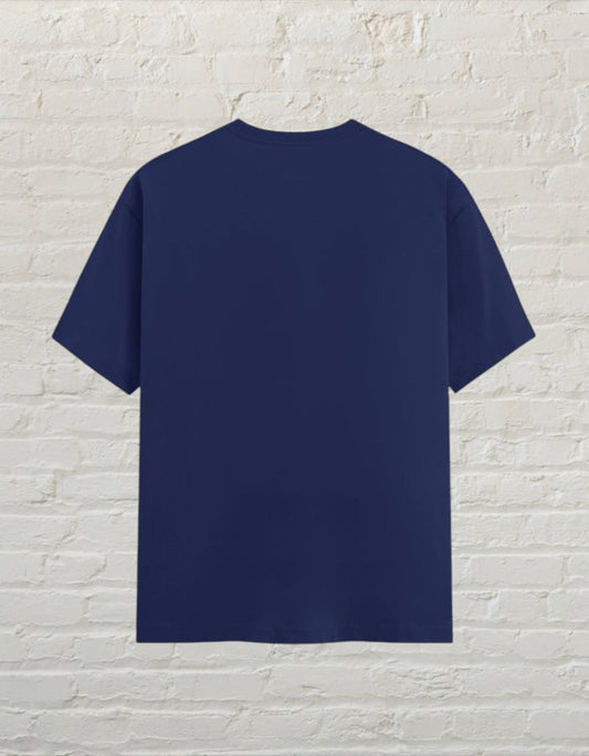 Back view of a CoreTeez royal blue 100% cotton unisex minimalist crew neck t-shirt.