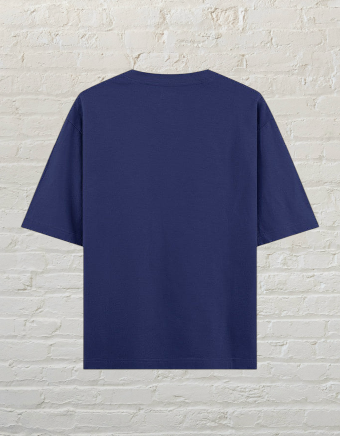 Back view of a CoreTeez unisex oversized royal blue cotton t-shirt.