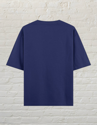 Back view of a CoreTeez unisex oversized royal blue cotton t-shirt.
