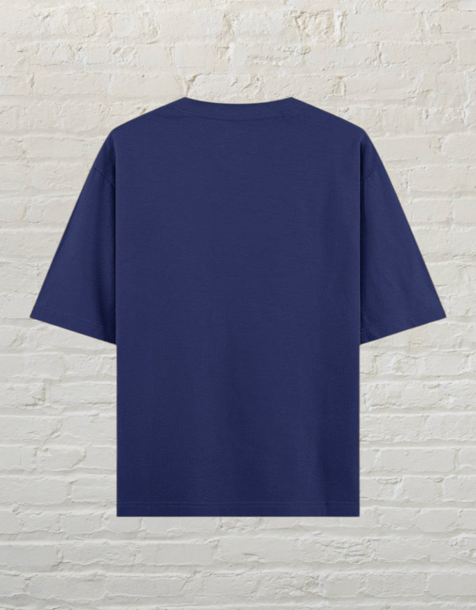 CoreTeez unisex oversized cotton t-shirt in royal blue, back view.