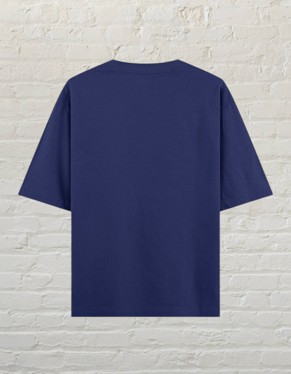 CoreTeez unisex oversized cotton t-shirt in royal blue, back view.