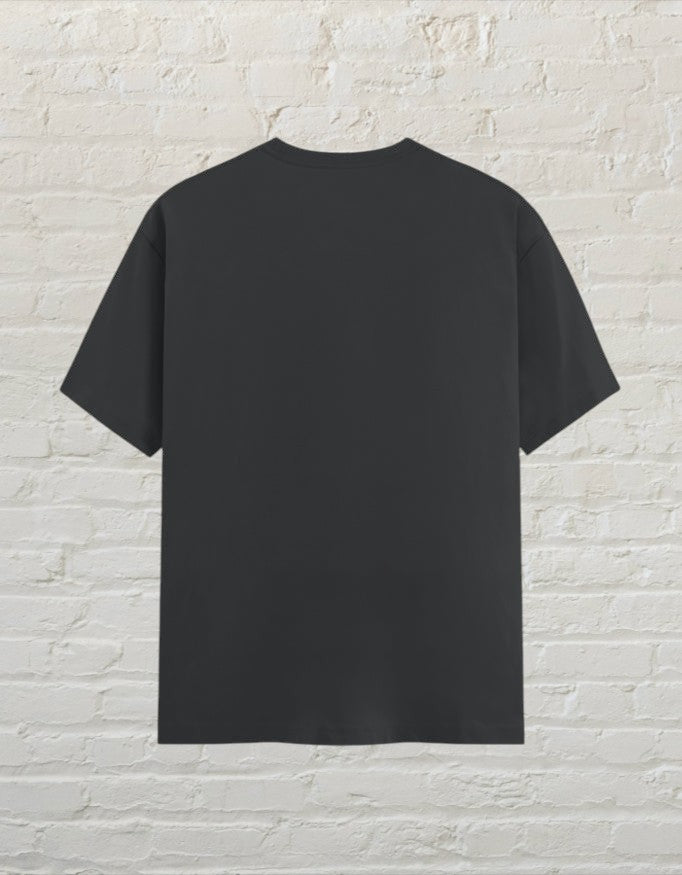 CoreTeez unisex steel grey cotton t-shirt, back view, featuring a clean minimalist design.