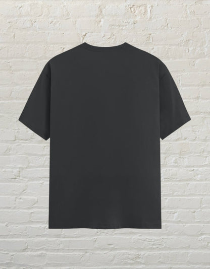 CoreTeez unisex steel grey cotton t-shirt, back view, featuring a clean minimalist design.