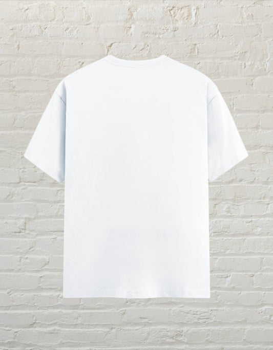 CoreTeez unisex white cotton t-shirt shown from the back 