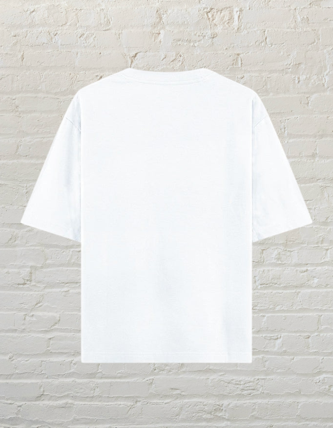 CoreTeez white unisex oversized cotton t-shirt, back view.