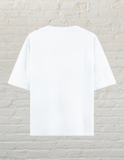 CoreTeez white unisex oversized cotton t-shirt, back view.